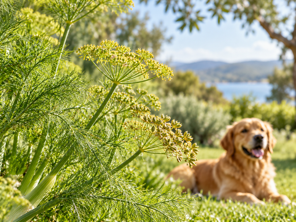 Funcho em ambiente ao ar livre com cão ao fundo