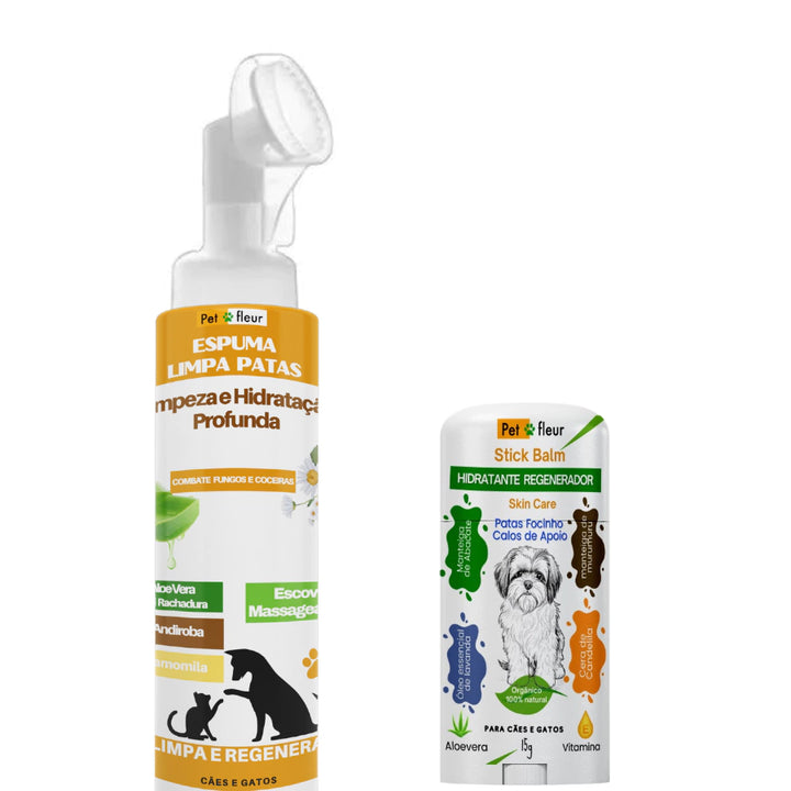 Kit Espuma Limpa Patas + Stick Balm Petfleur