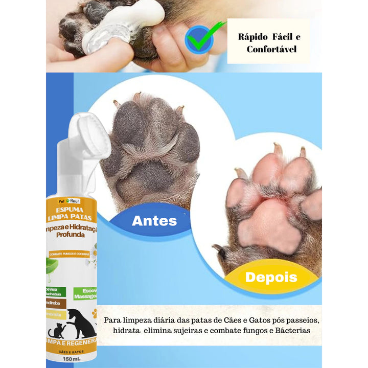 Espuma Limpa Patas Petfleur para Cães e Gatos