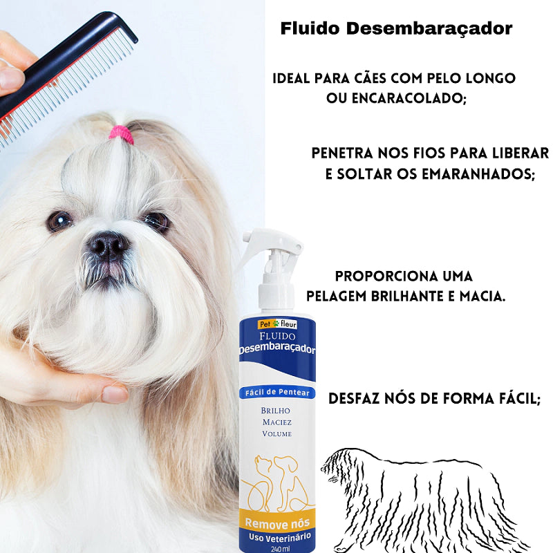Fluido Ultra Desembaraçador De Pelos para Cães e Gatos - PetFleur 240ml - Penteado Fácil - comprar online