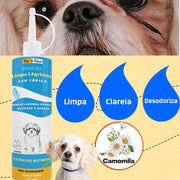 Limpa Lágrimas Acidas Ingredientes Naturais Limpeza de manchas e remela ao redor dos Olhos e Face de Cães e Gatos - P na internet