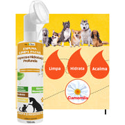 Espuma Limpa Patas Cães e Gatos função antifúngica com Escova massageadora Óleo de Andiroba Vitamina E - Petfleur