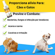 Spray 100% Natural Antifúngico Herbal para peles e pelos Caes e gatos - Petfleur