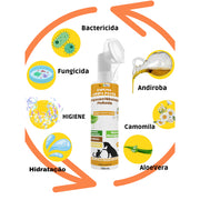 Kit Espuma Limpa Patas função antifúngica com Escova massageadora Óleo de Andiroba Vitamina E + Stick Balm Hidratante An - Petfleur