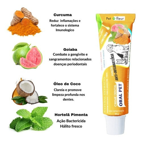 Creme dental Oral Pet Cúrcuma Petfleur 50 g