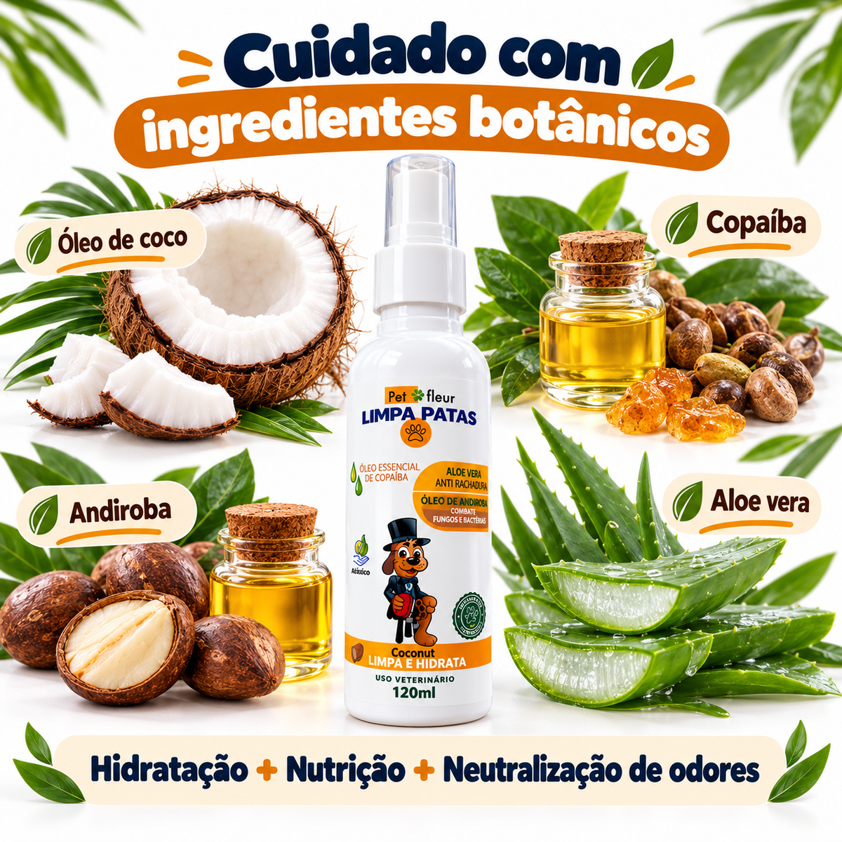 Spray Limpa Patas Petfleur 120 ml