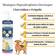 Shampoo Clorexiderm Petfleur - benefícios no anúncio Shopee histórico