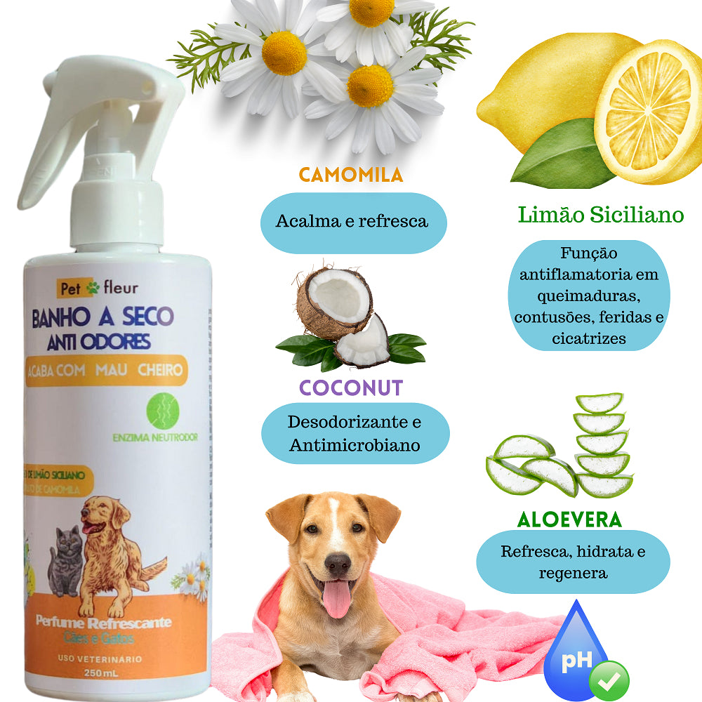 Banho a Seco Camomila Petfleur - ingredientes, referência Shopee histórica
