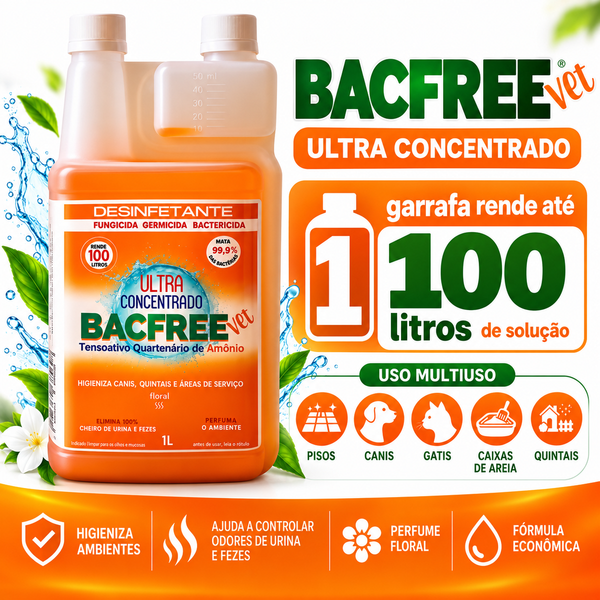 Bacfree Vet Ultra Concentrado Petfleur 1 L